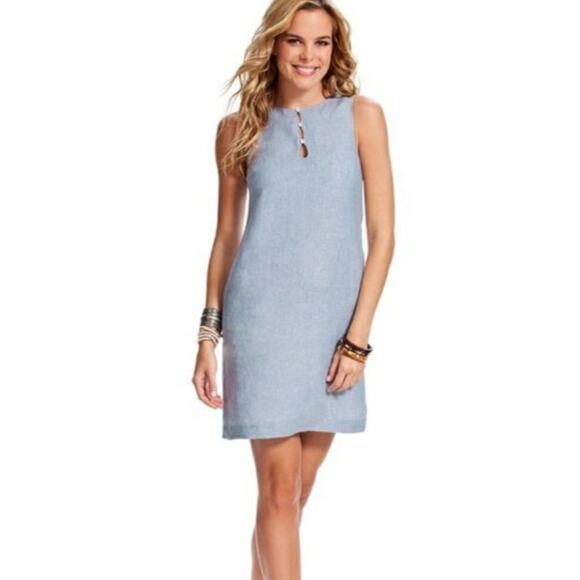 Island Company Castaway Shift Dress 100% Linen Blue Size Large - Picture 1 of 8